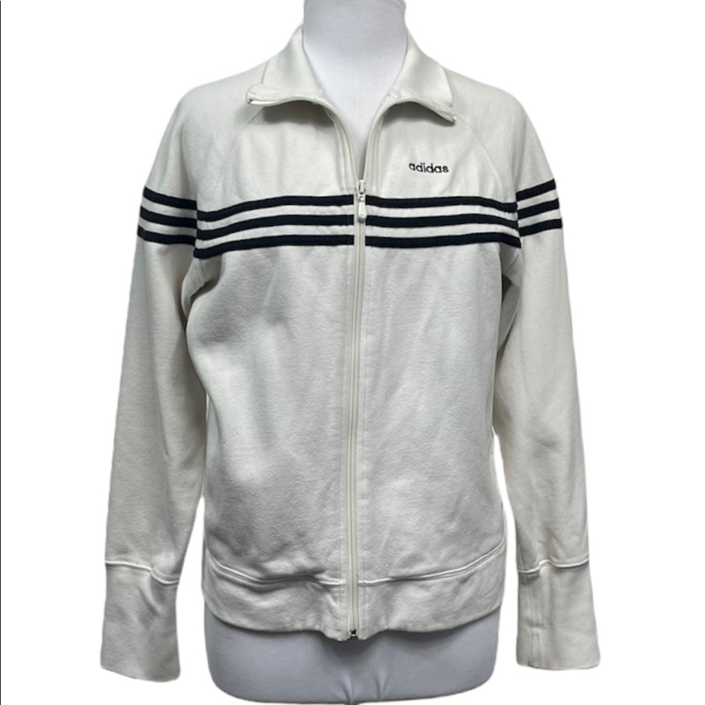 Adidas Women's Athleisure Cream Jacket Size L Cotton Blend